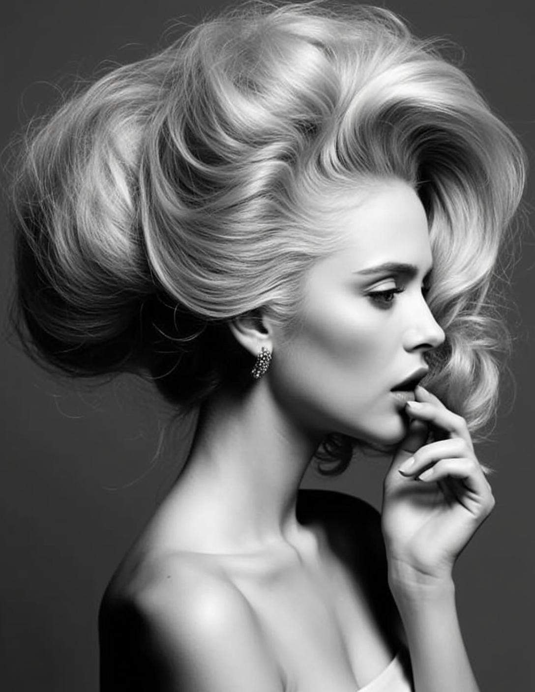 Black And White Medium Shot Portrait Woman Profile Her Head reference photo