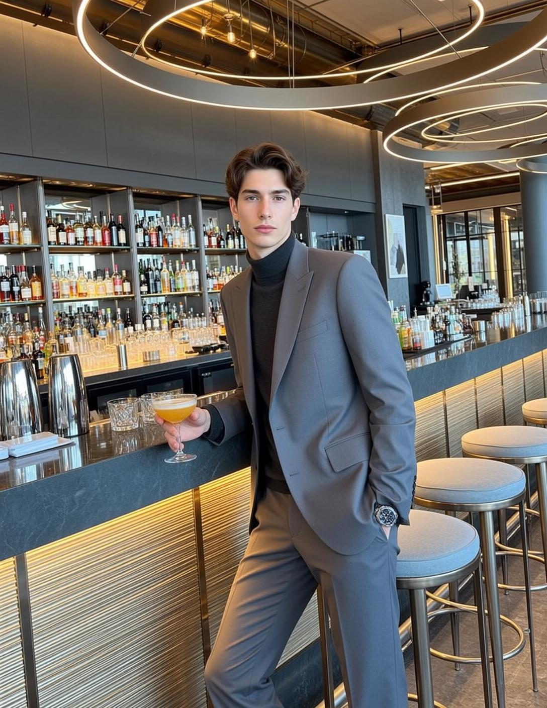 Cocktail Bar Grey Suit reference photo