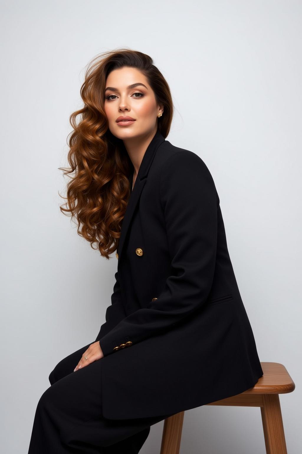 Luxury Young Long Wavy Auburn Fair Black reference photo