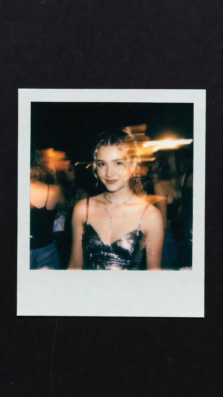 Sequined Top House Party Candid Laughter Polaroid
