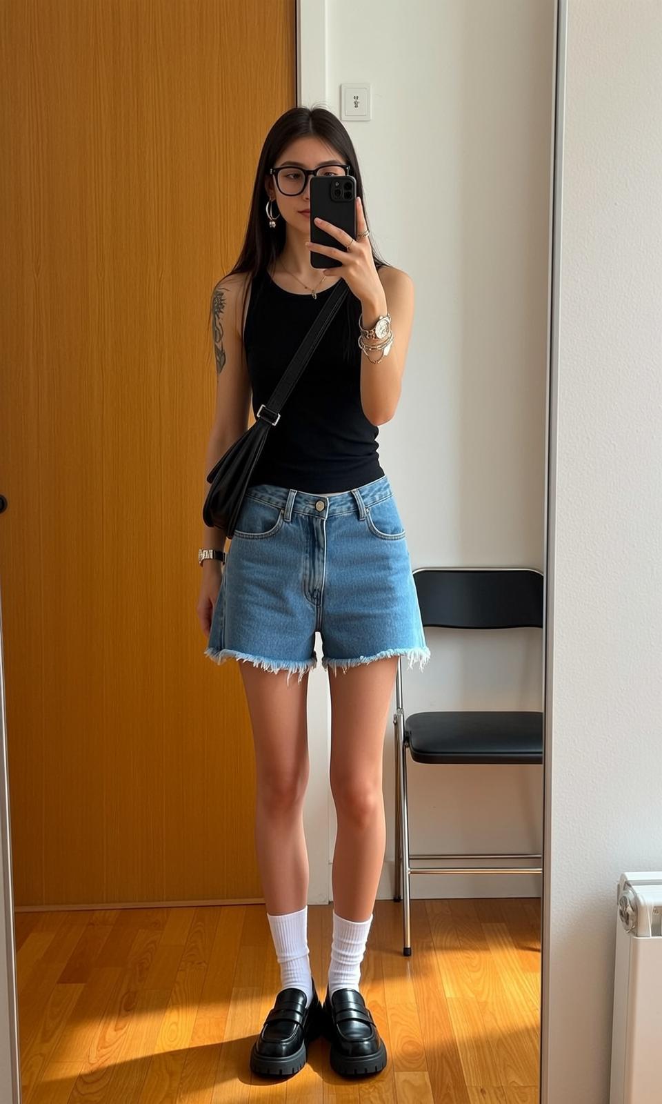 Casual Young Long Dark Straight Fair Black reference photo