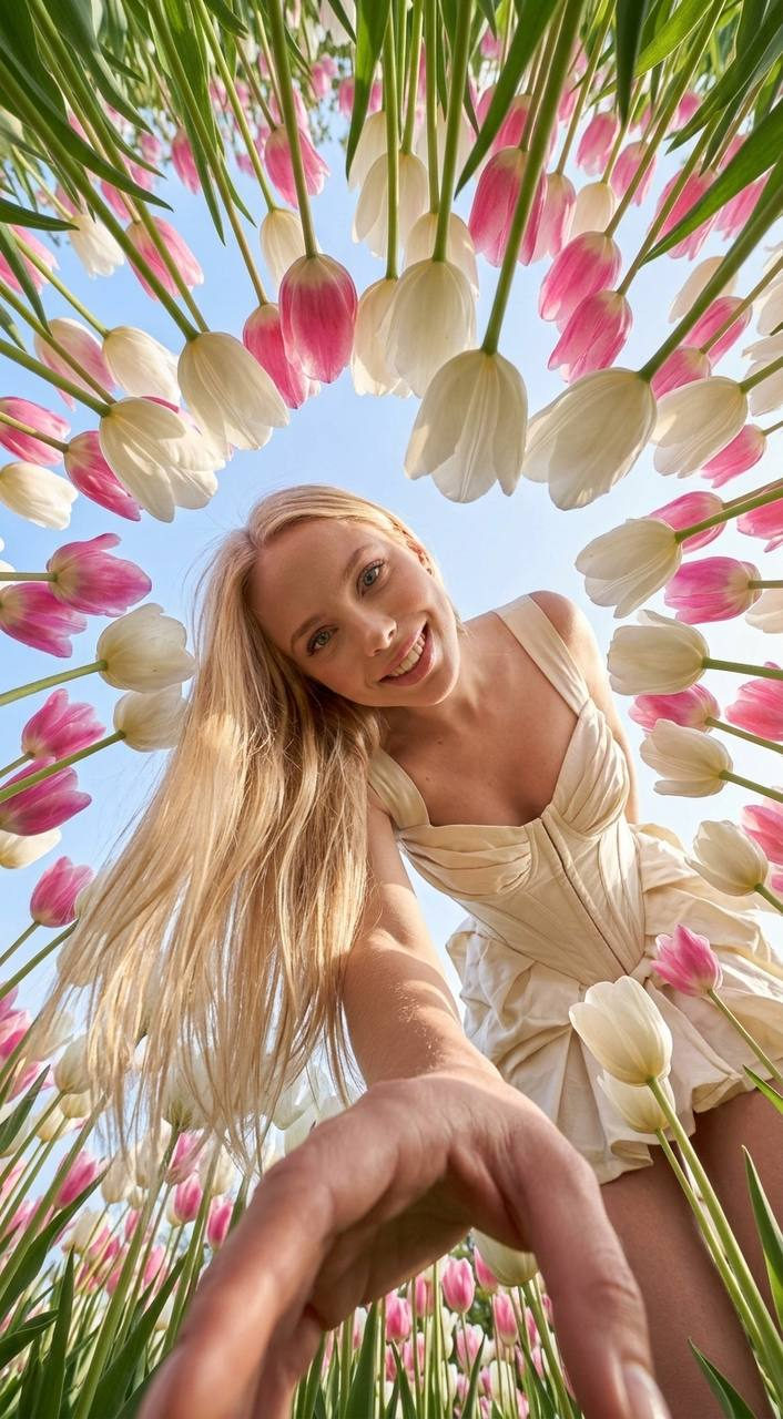 Grass Angle Woman Tulip Frame