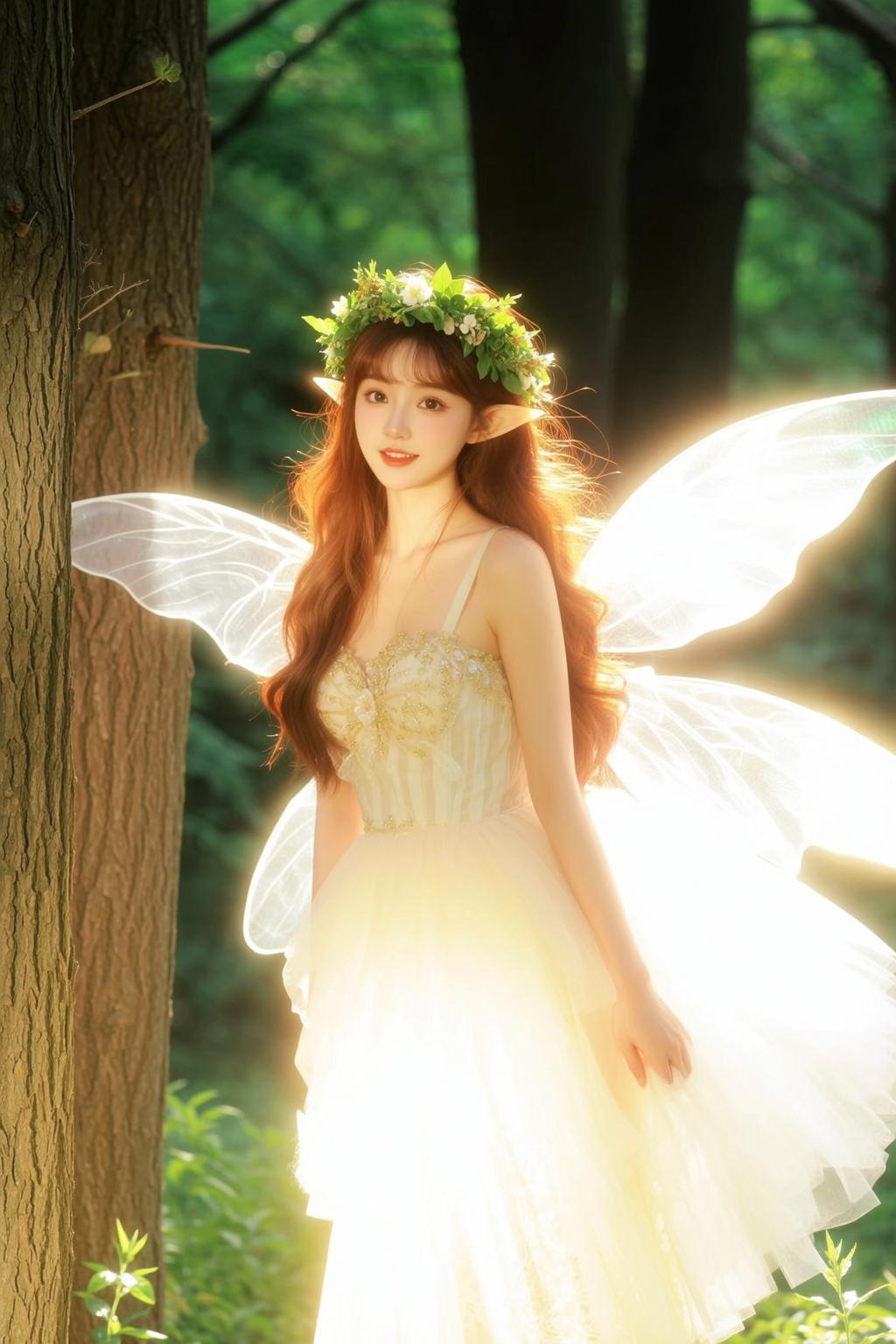 Fairycore Young Pointed Ears Long Wavy Reddish-brown reference photo