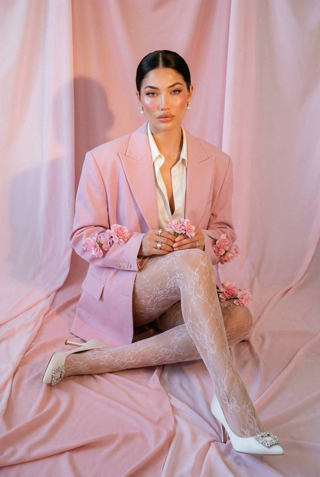 Realistic Pastel Studio Fashion Portrait