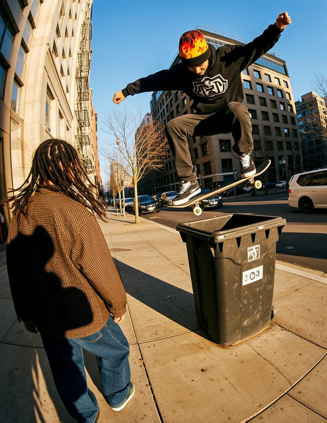 Flame Beanie Skate Jump reference photo