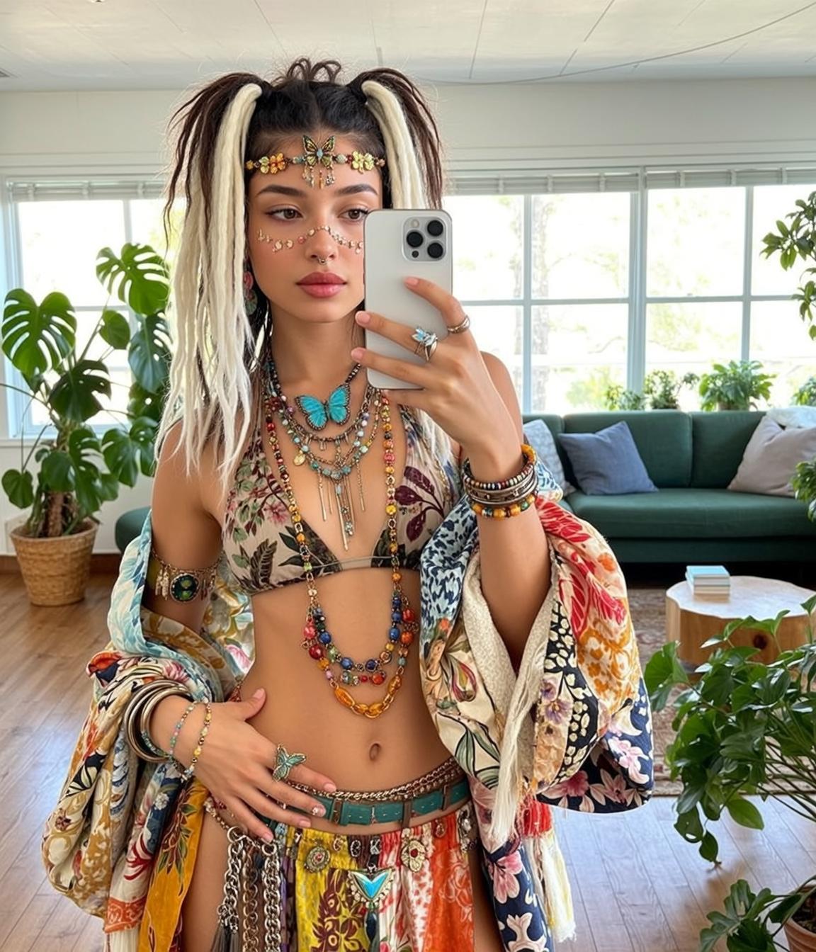Floral Bikini Colorful Skirt Kimono Jacket reference photo