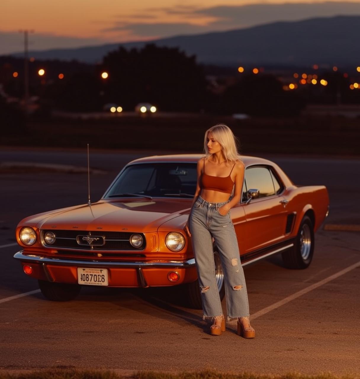 Orange Crop Top Parking Lot Dusk reference photo