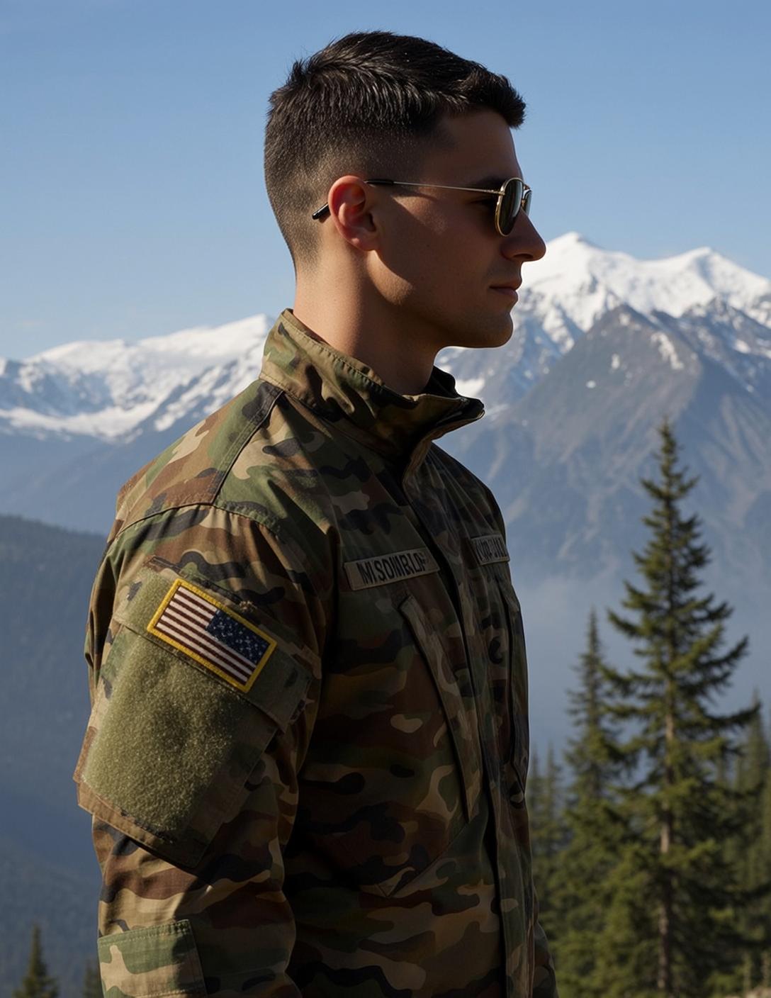 Young Short Dark Military Buzz Cut Light reference photo