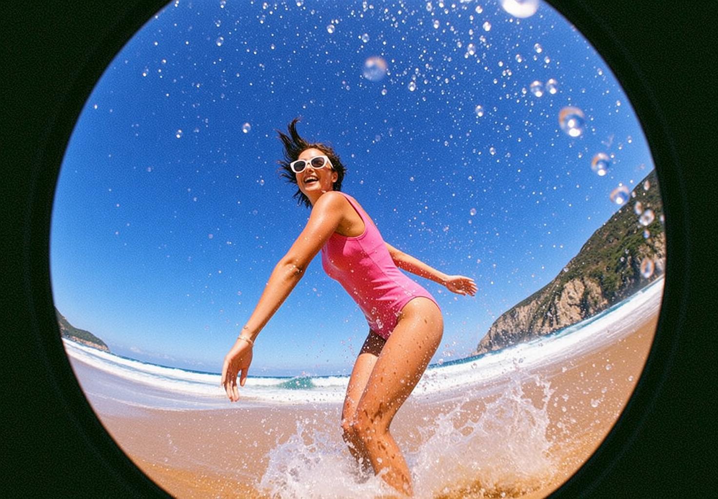 Pink Swimsuit Beach Splash reference photo
