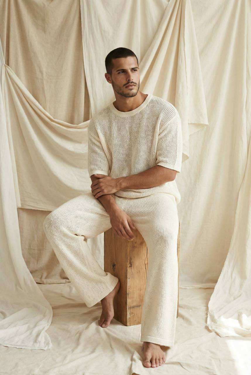 Ivory Studio Knit Model Cocoon