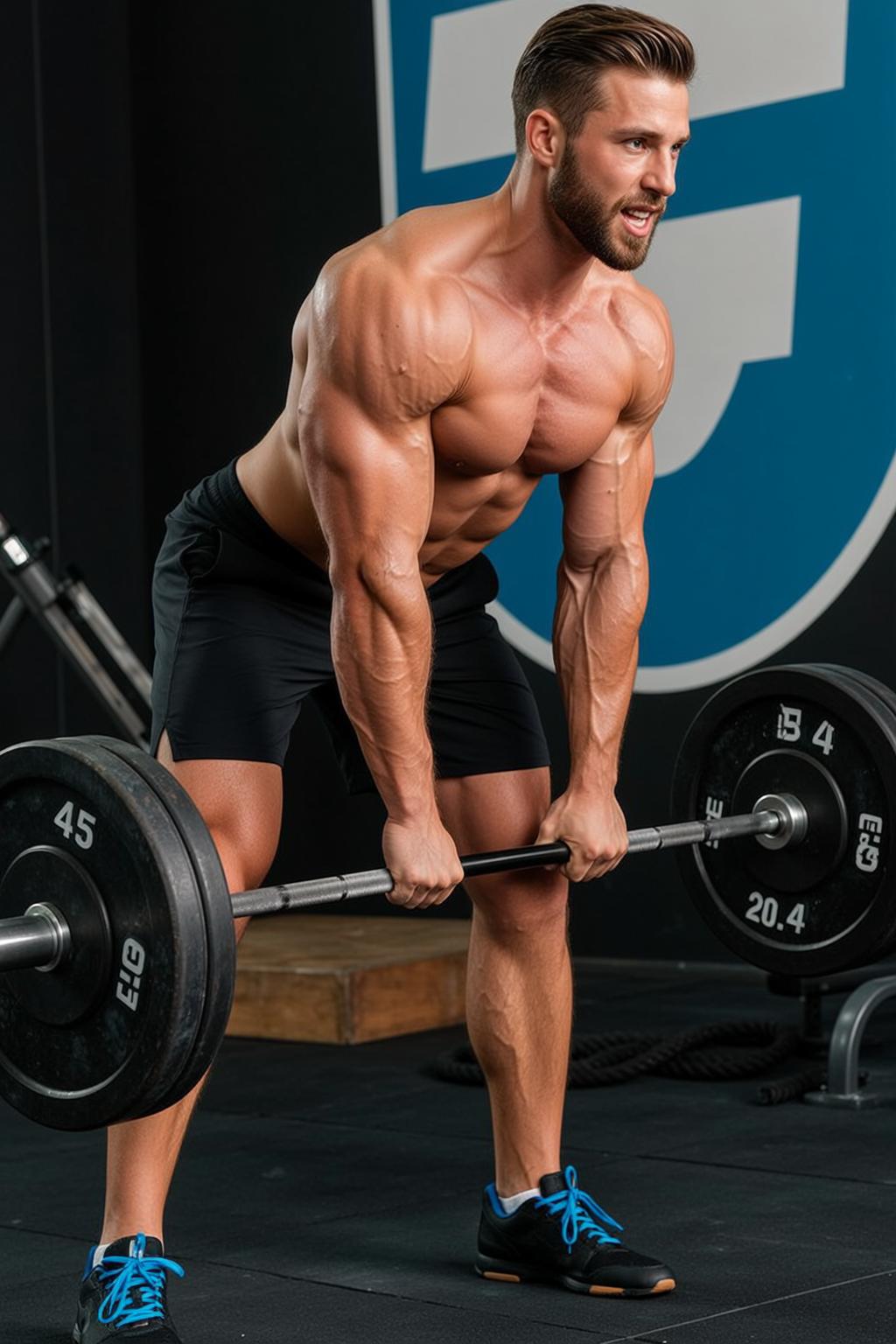 Muscular Short Styled Brown Hair Tan Skin reference photo