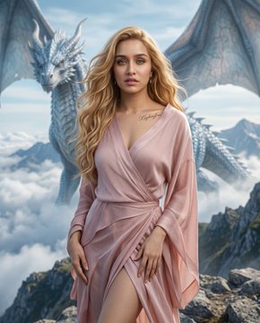Silk Dress Dragon Mountain Peak Ethereal Scene