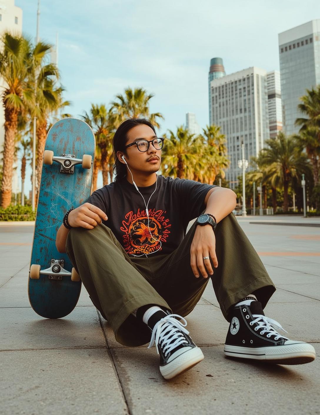 Palm Tree Skateboard Portrait reference photo