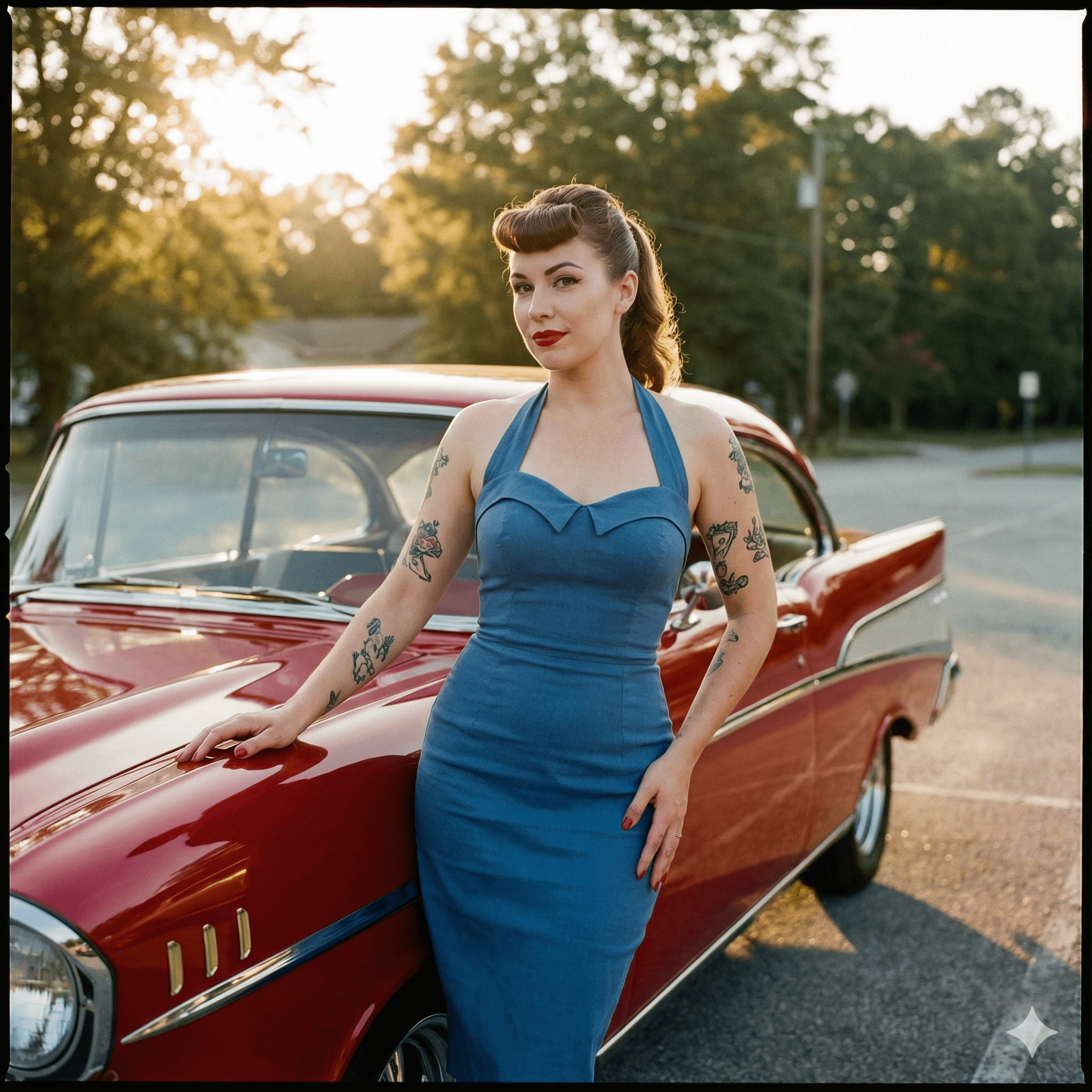 1950s Woman Golden Hour Car