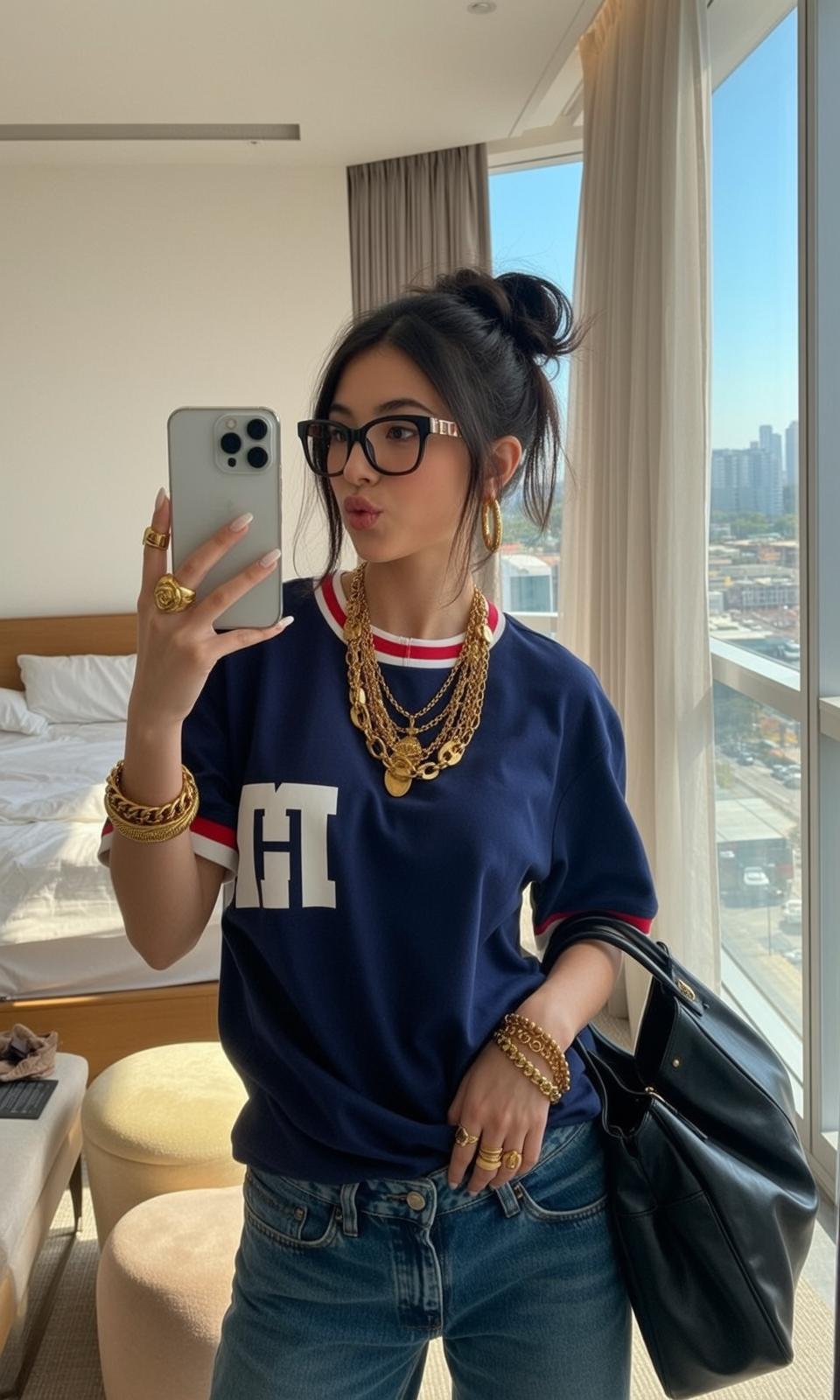 Explore Young Taking Selfie Her Smartphone Holding reference photo