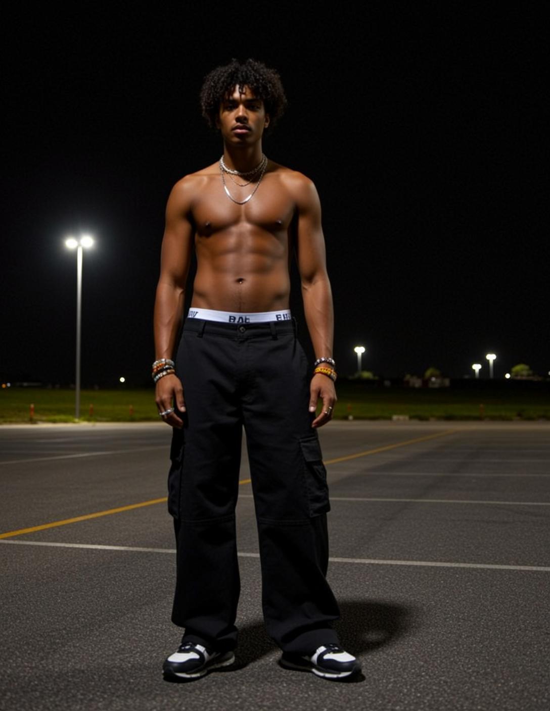 Young Curly Black Hair Dark Skin Cargo reference photo