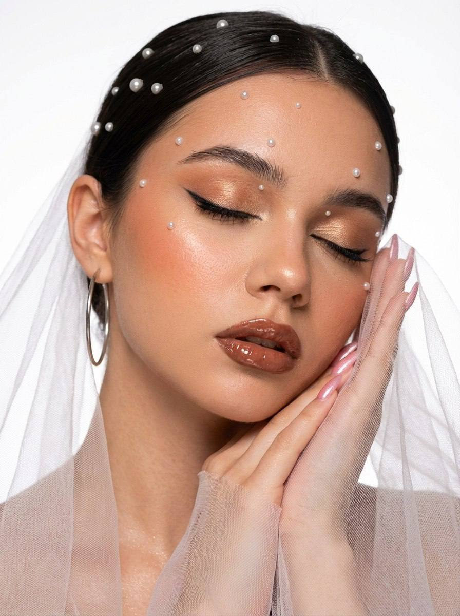 Realistic Close Up Face Pearl Makeup