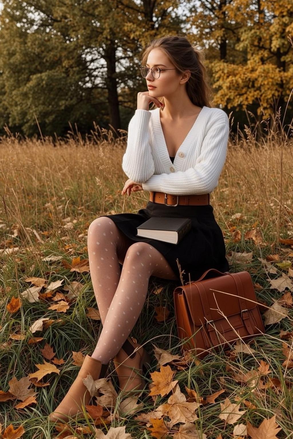 White Cardigan Field Portrait reference photo