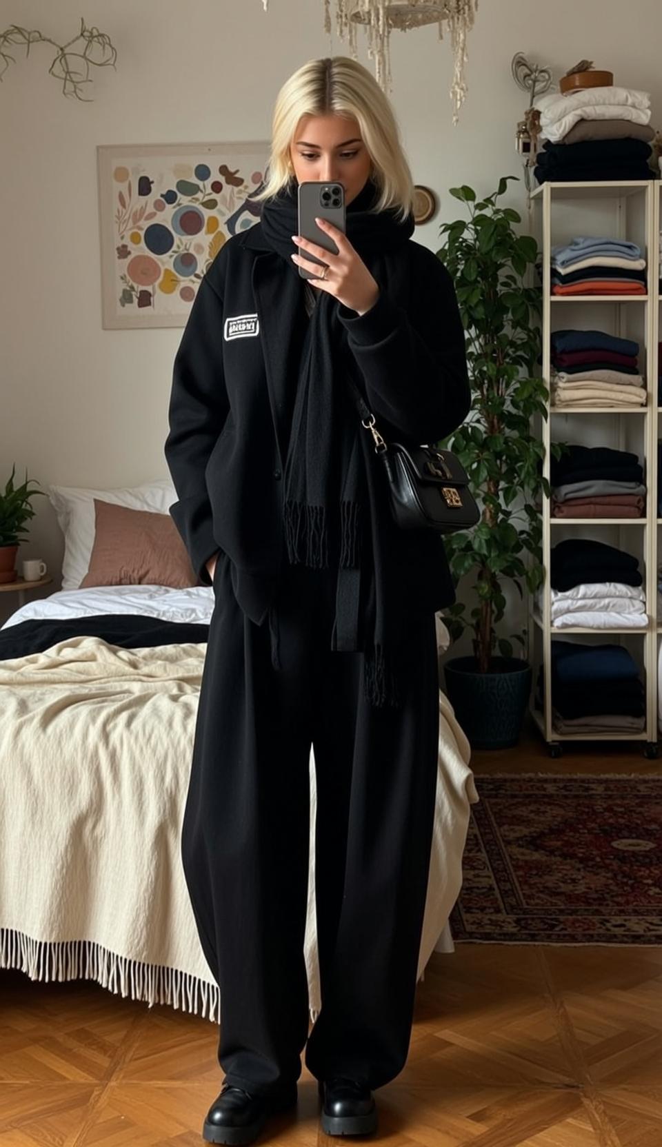 Black Oversized Mirror Selfie reference photo