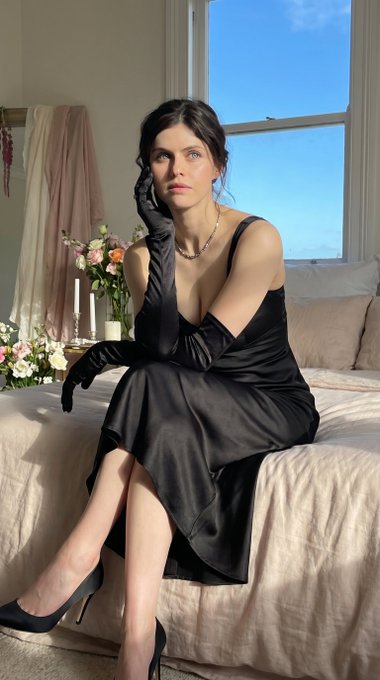 Black Satin Slip Dress Pale Pink Bed Bokeh