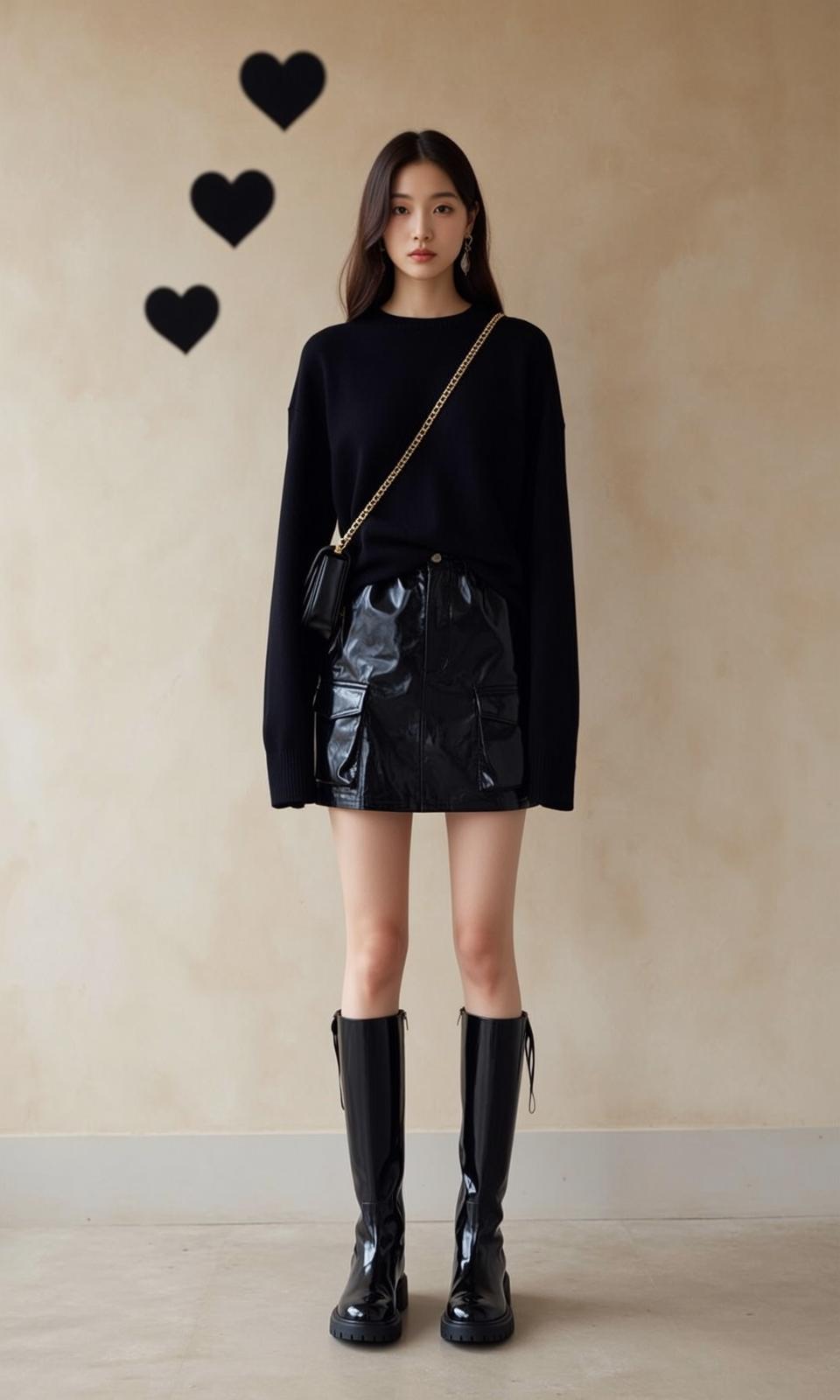 Black Sweater Patent Skirt Studio