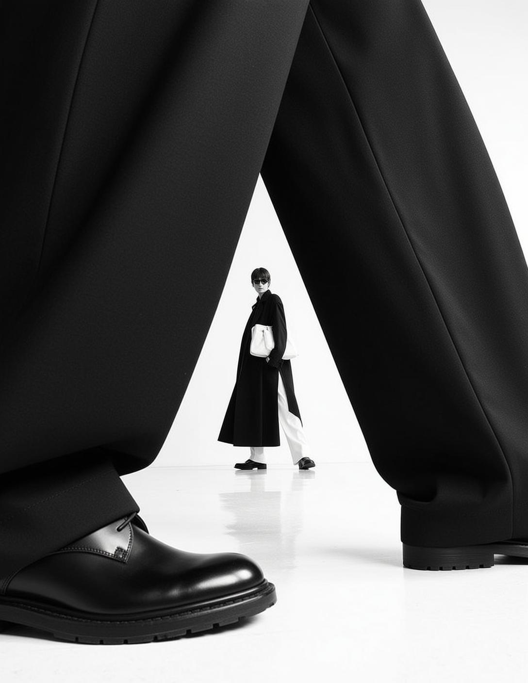 Creative Short Dark Fair Black Coat White reference photo