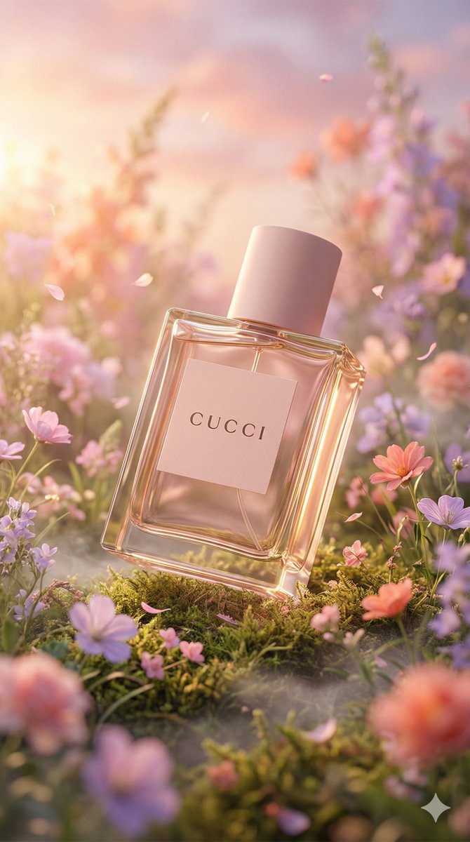 Realistic Perfume Meadow Product Photograph