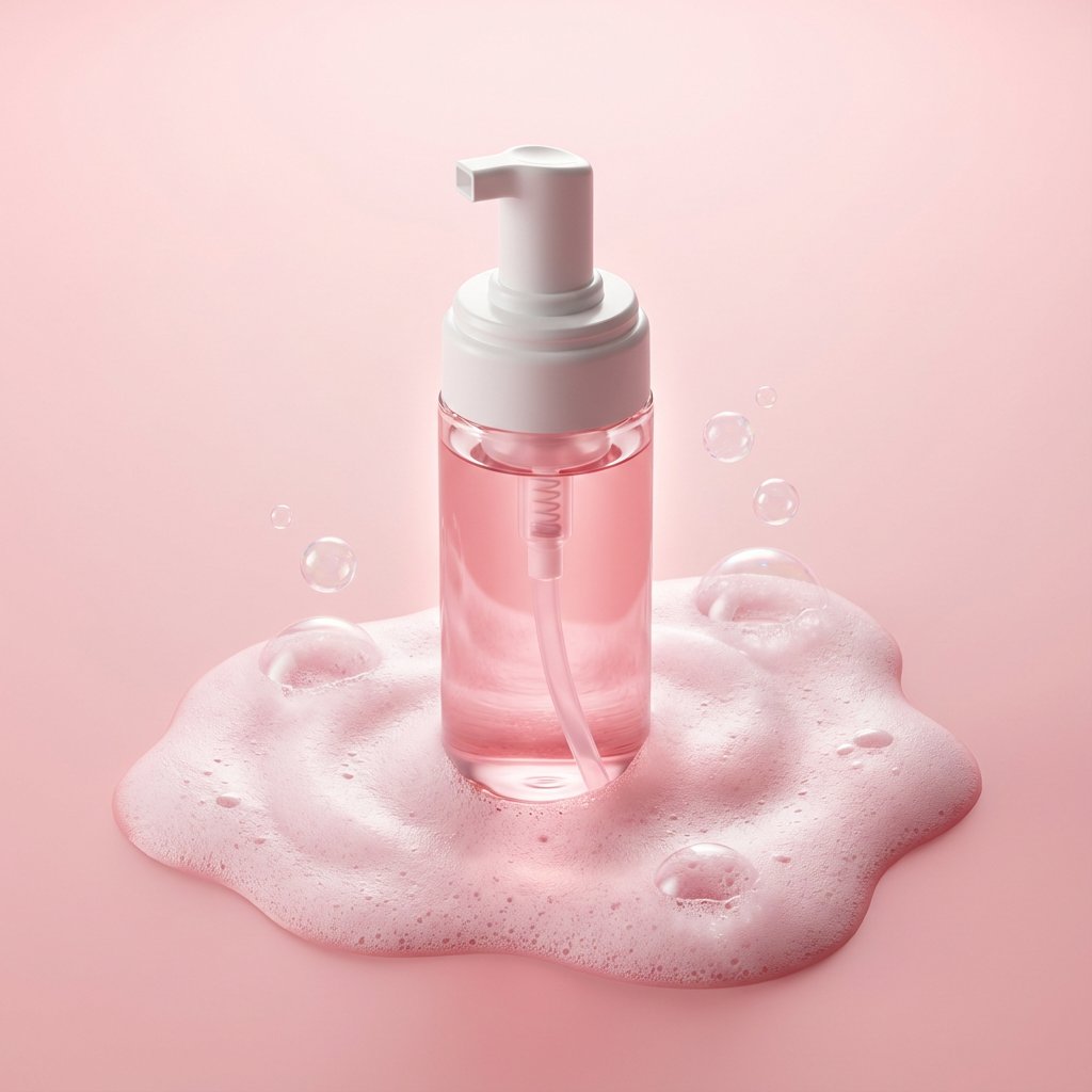 Pink Foamy Liquid Cleanser Realistic