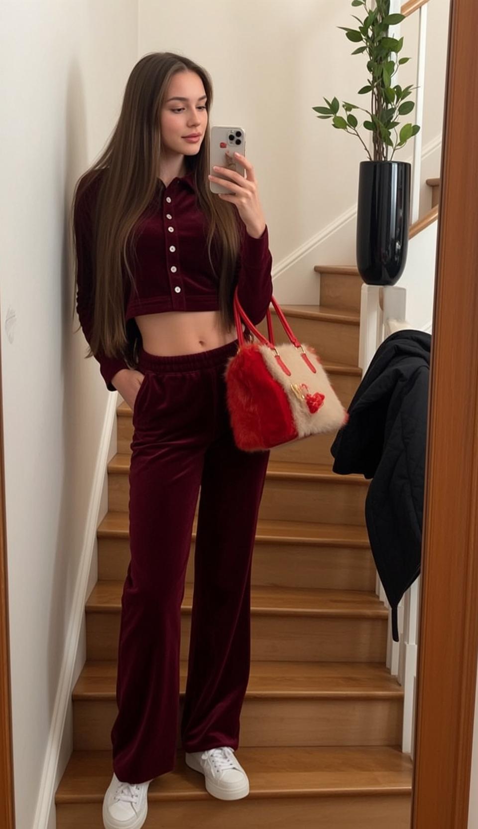 Y2k Young Long Straight Brown Fair Maroon reference photo