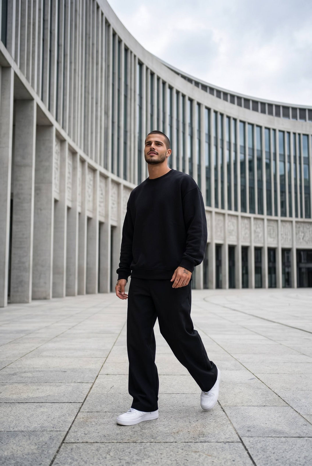 Walking Modern Plaza Minimalist Building Streetwear