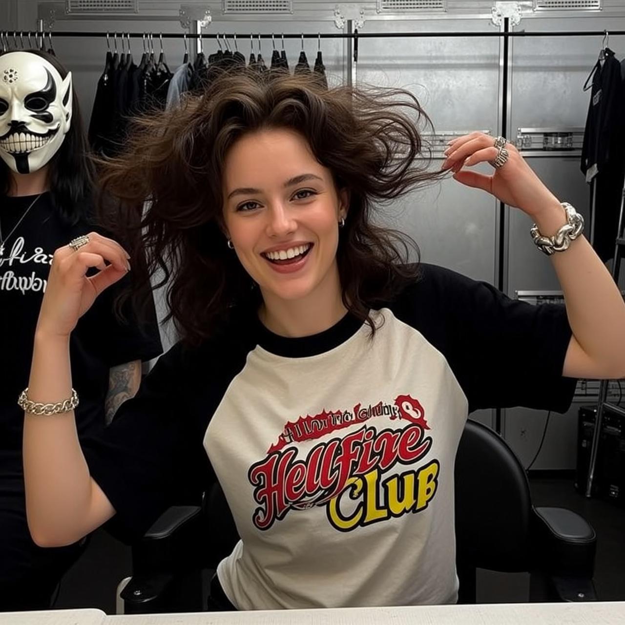 Backstage Hair Pull Laugh reference photo