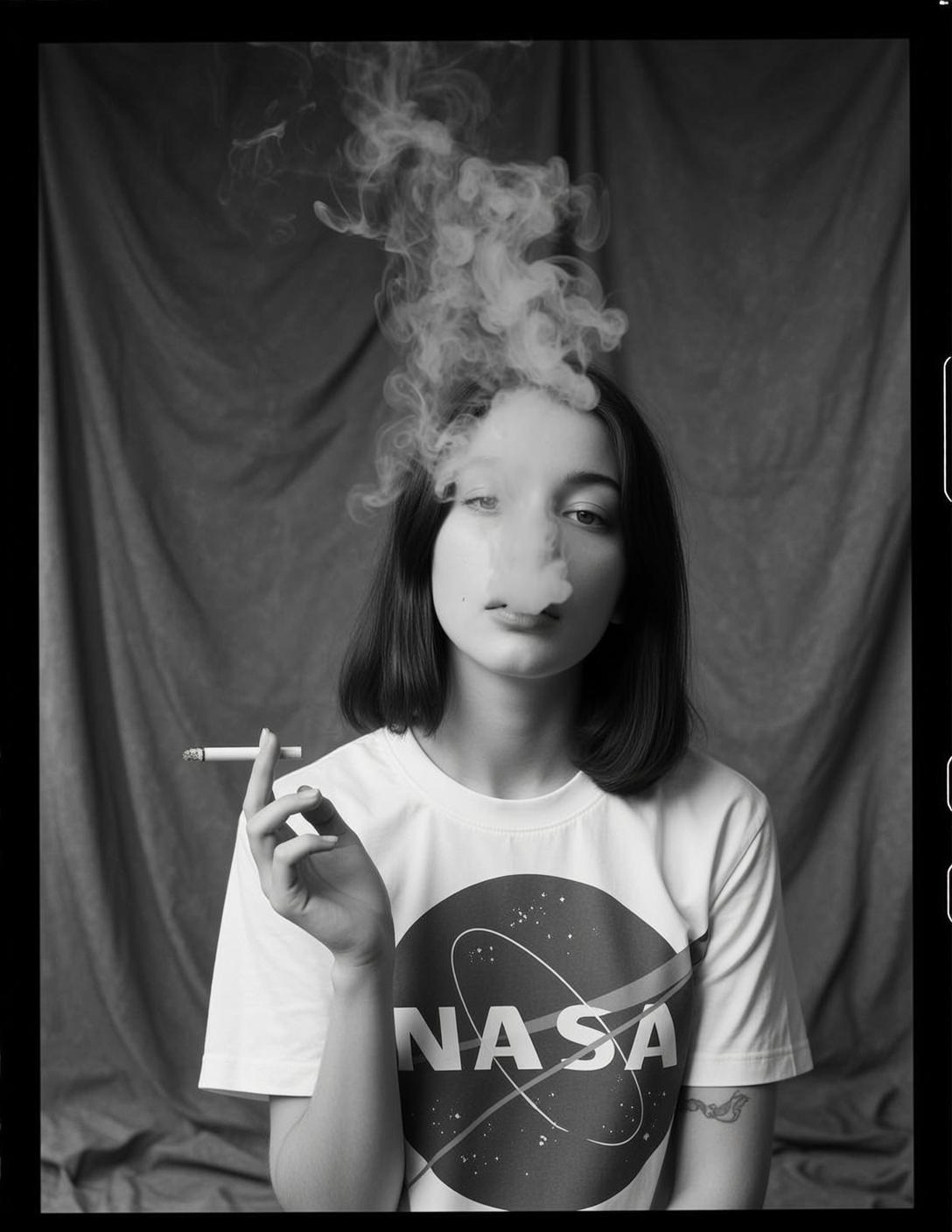 Graphic Tee Smoke Portrait reference photo
