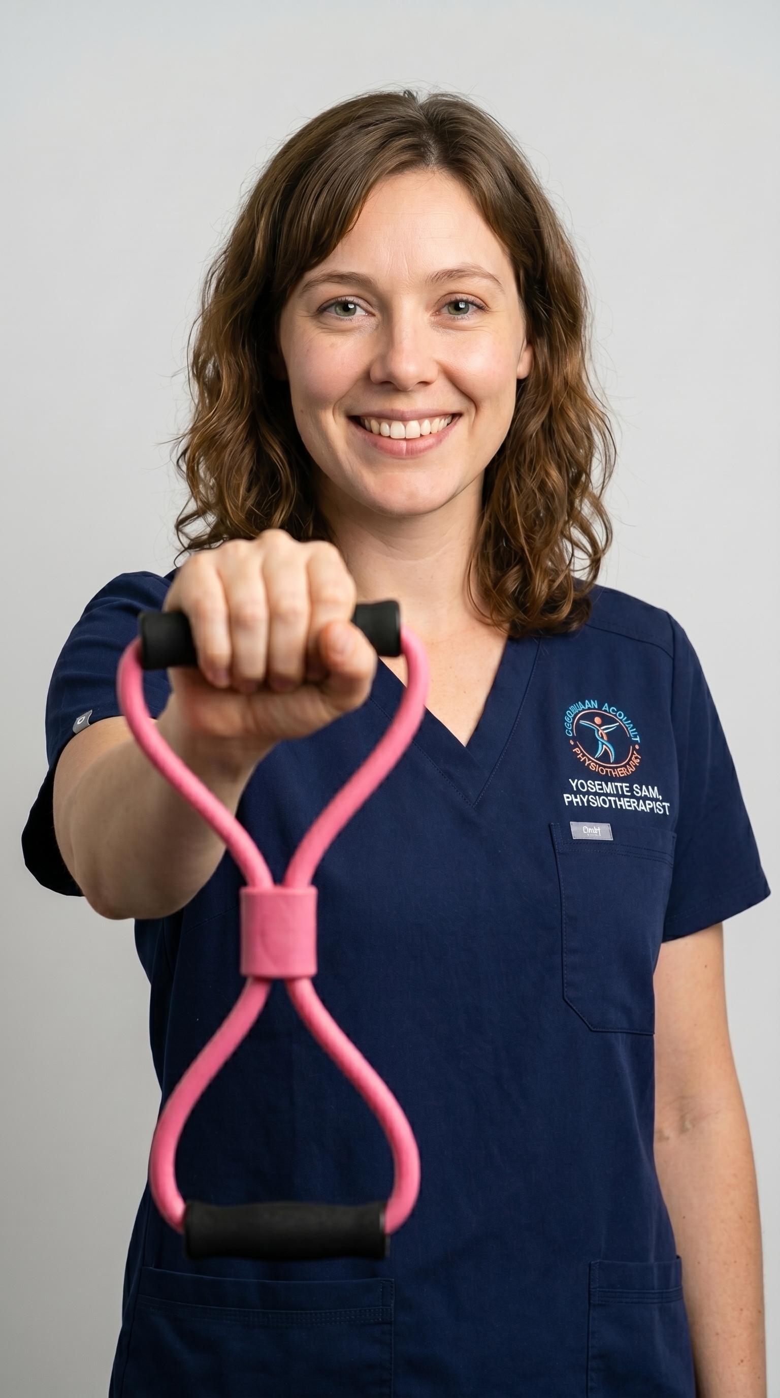 A professional woman in a healthcare setting, wearing a lab coat with soft, bright studio lighting illuminating her features.