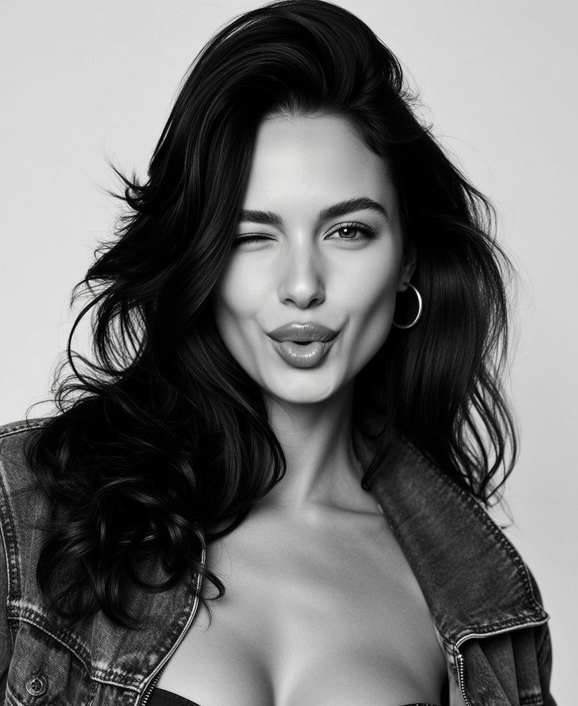 Denim Jacket Monochrome Wink reference photo