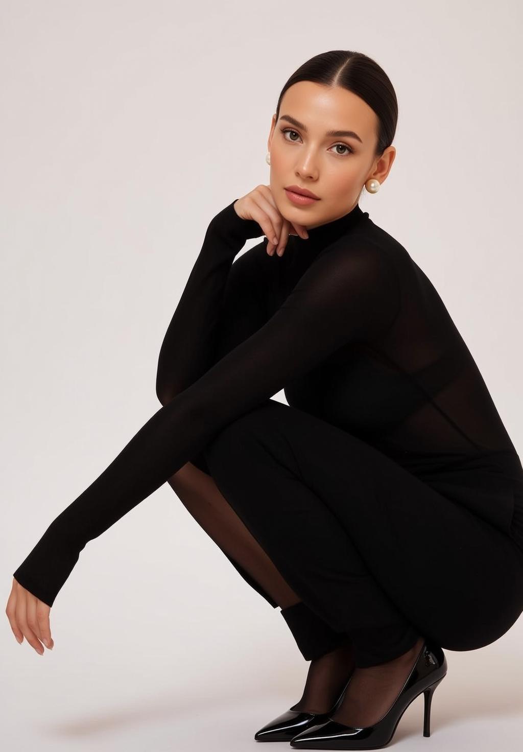 Luxury Young Dark Brown Pulled Back Bun reference photo
