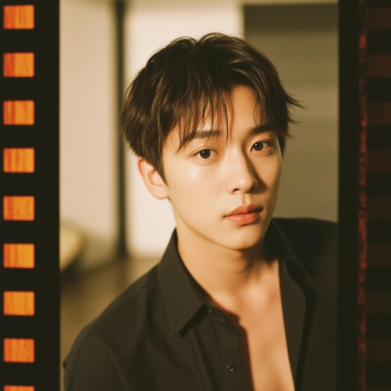 Open Black Shirt Film Portrait reference photo