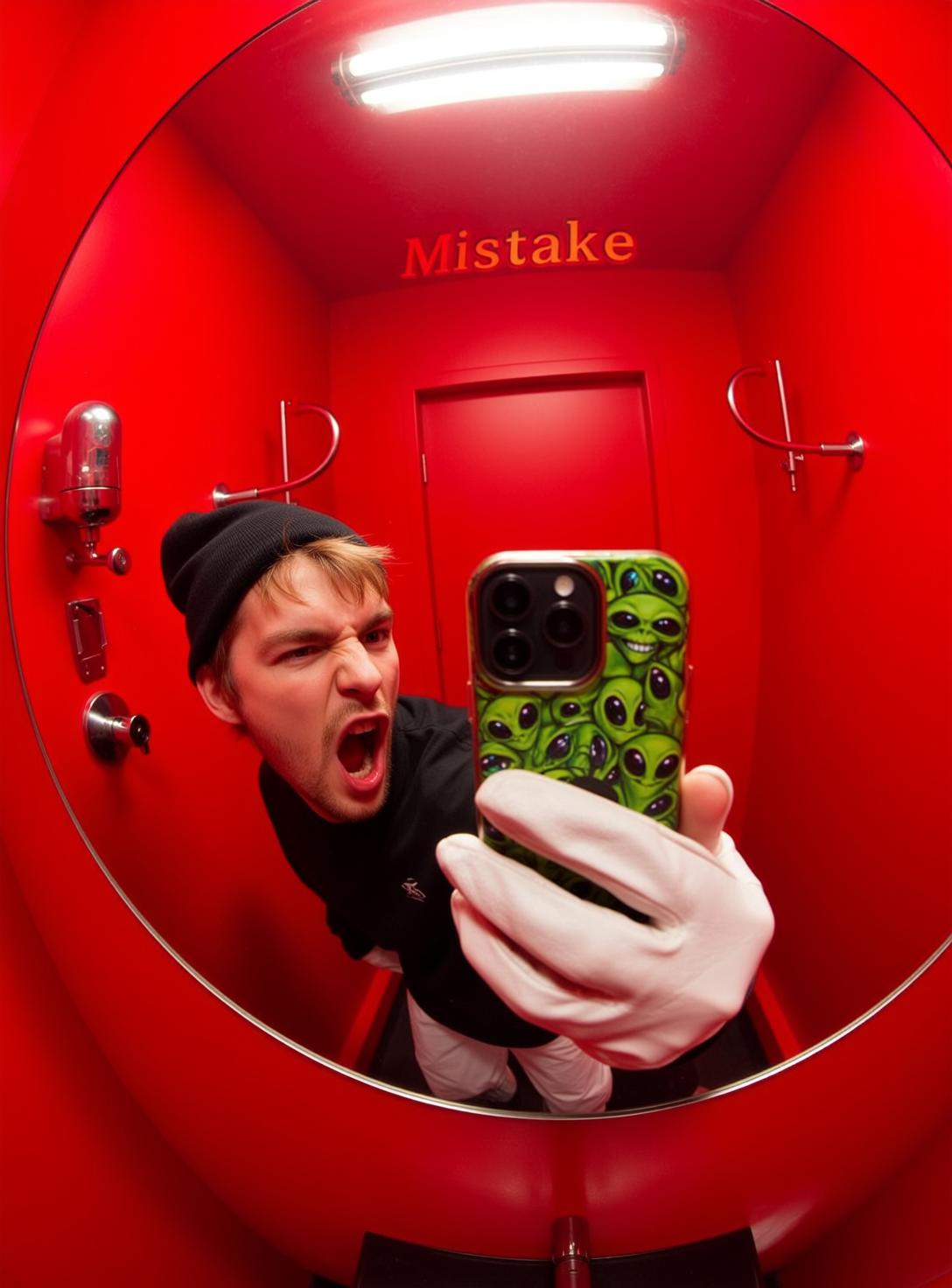 Red Room Alien Phone Selfie reference photo