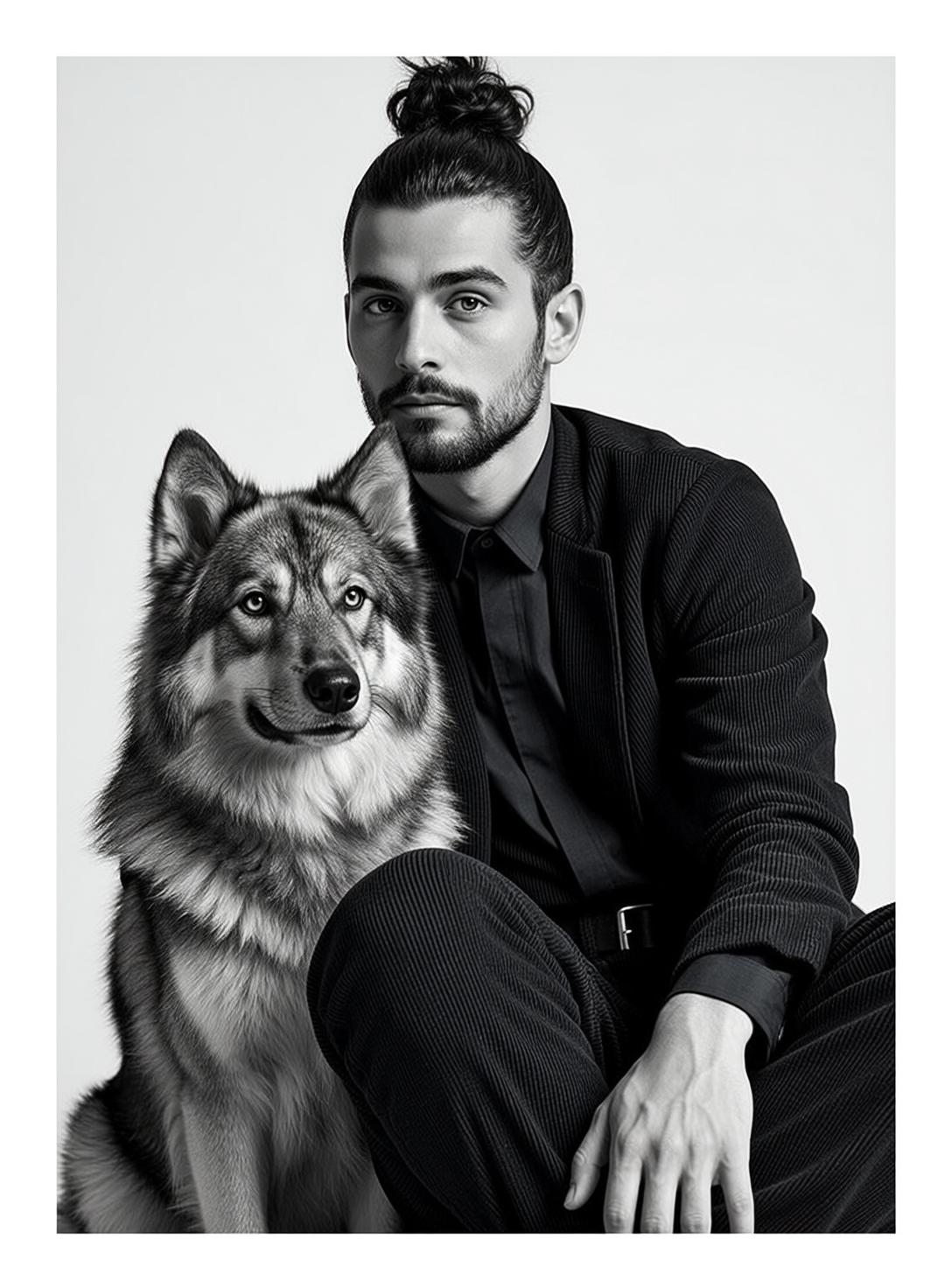 Beard Bun Dark Tied Fair Black Collared reference photo