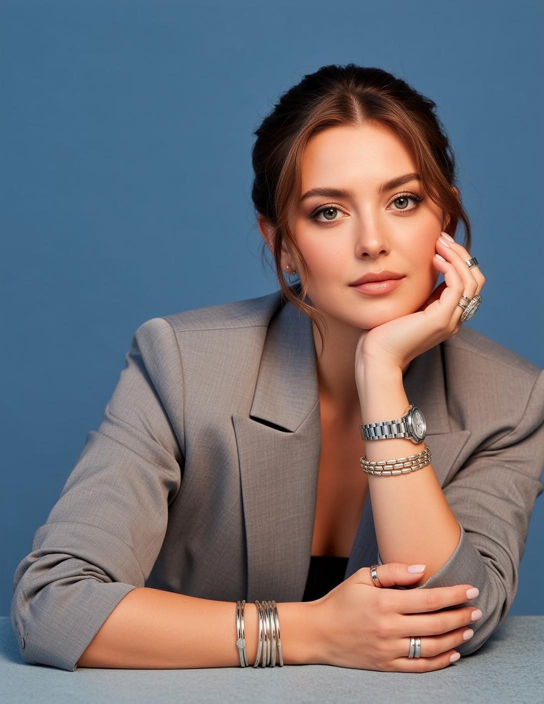 Luxury Young Brown Pulled Back Bun Loose reference photo