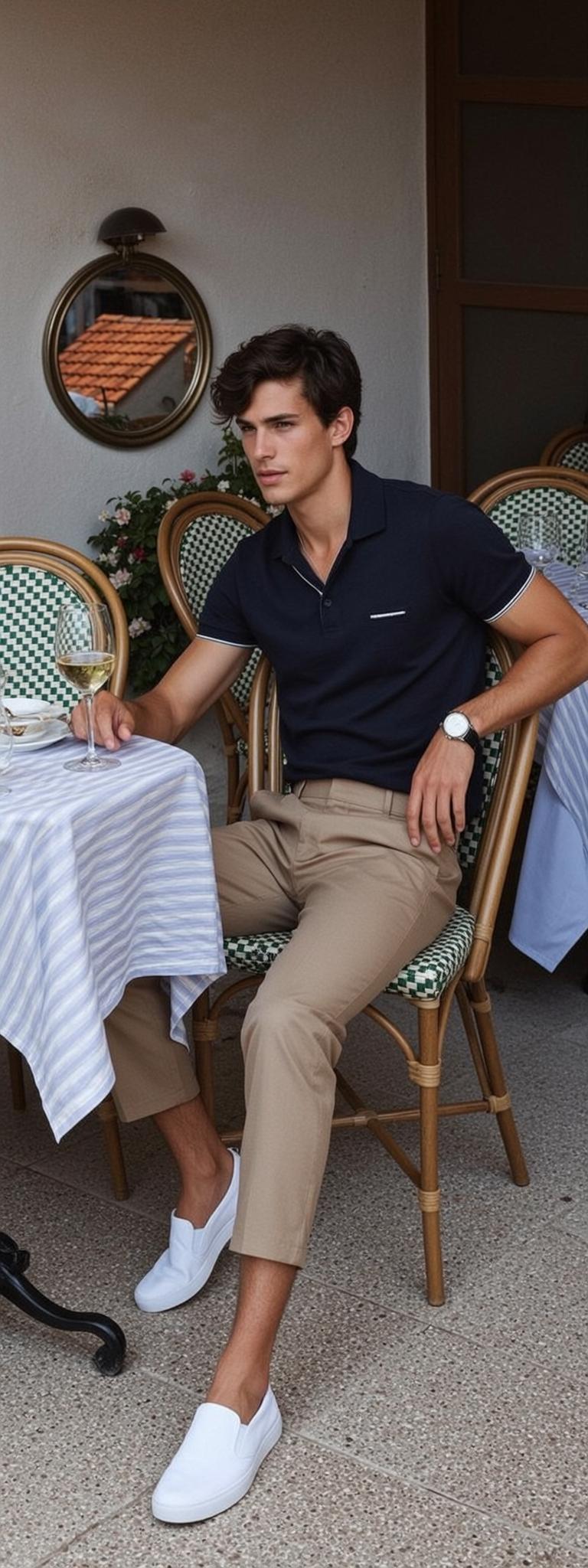Outdoor Cafe Blue Polo reference photo