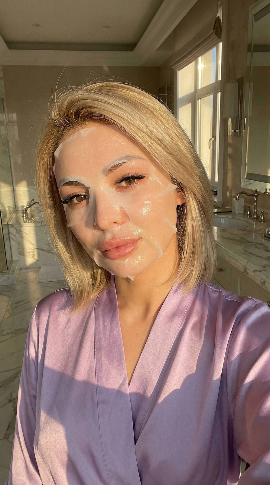 Realistic Female Bathroom Silk Robe Gel Mask