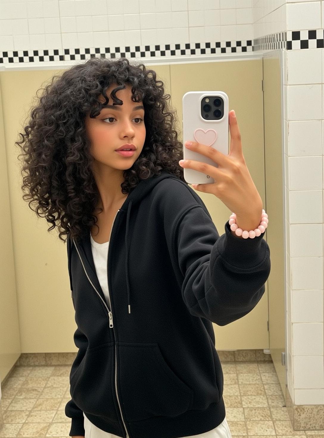 Explore Young Taking Mirror Selfie Public Restroom reference photo