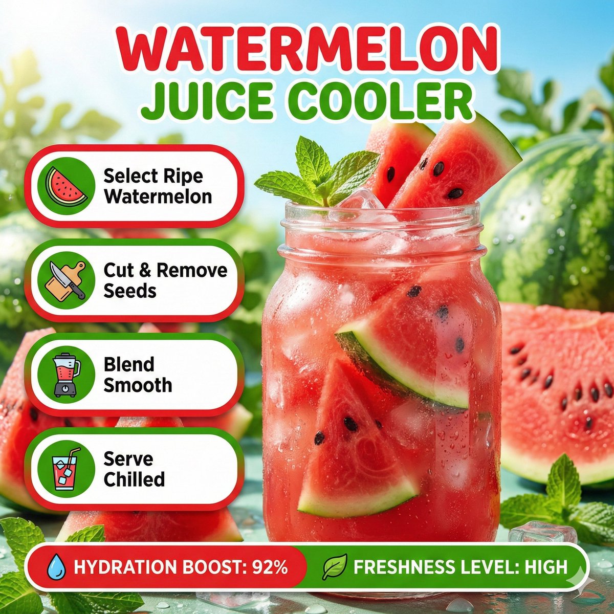 Realistic Summer Watermelon Juice Infographic