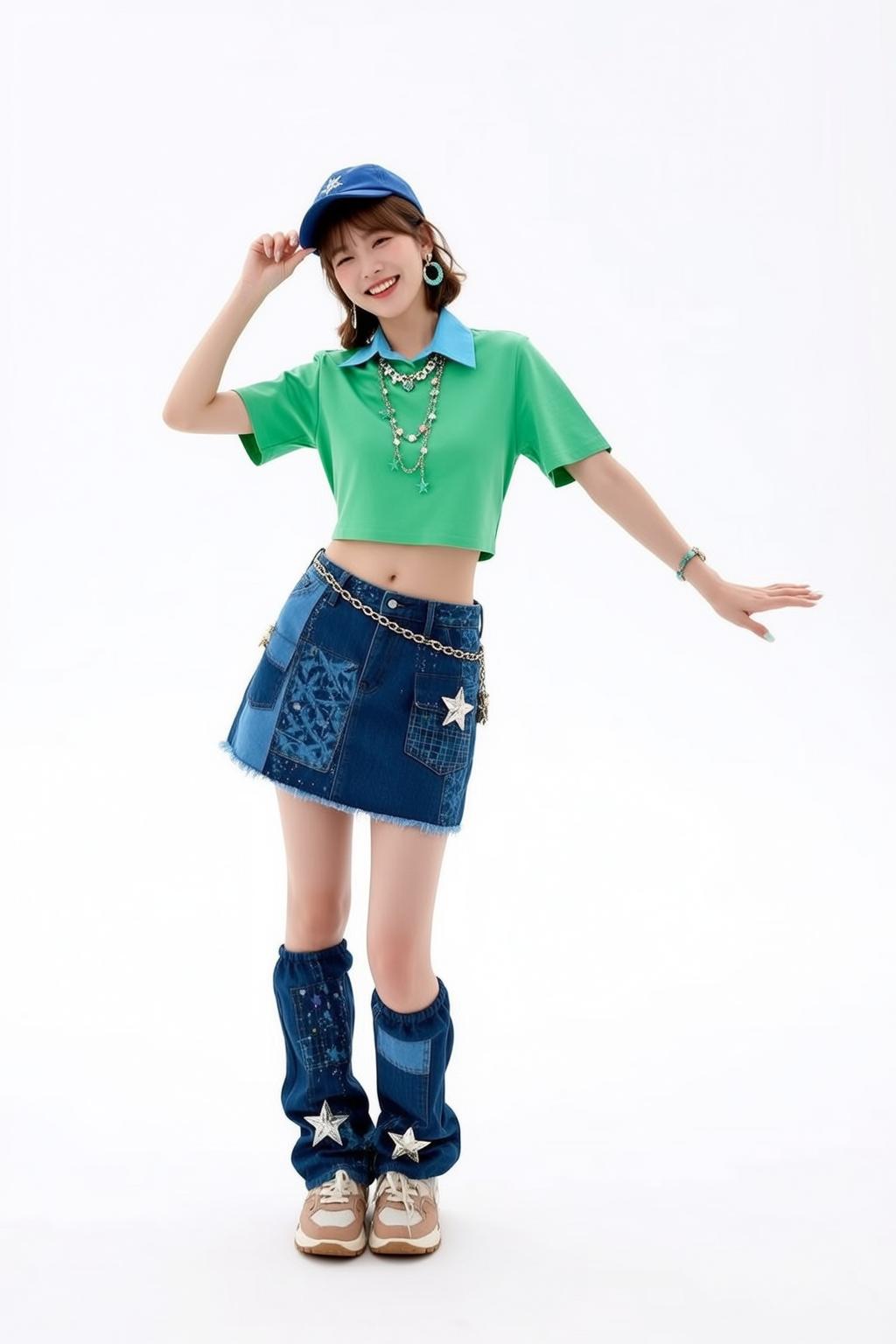 Star Cap Patchwork Skirt Pose reference photo