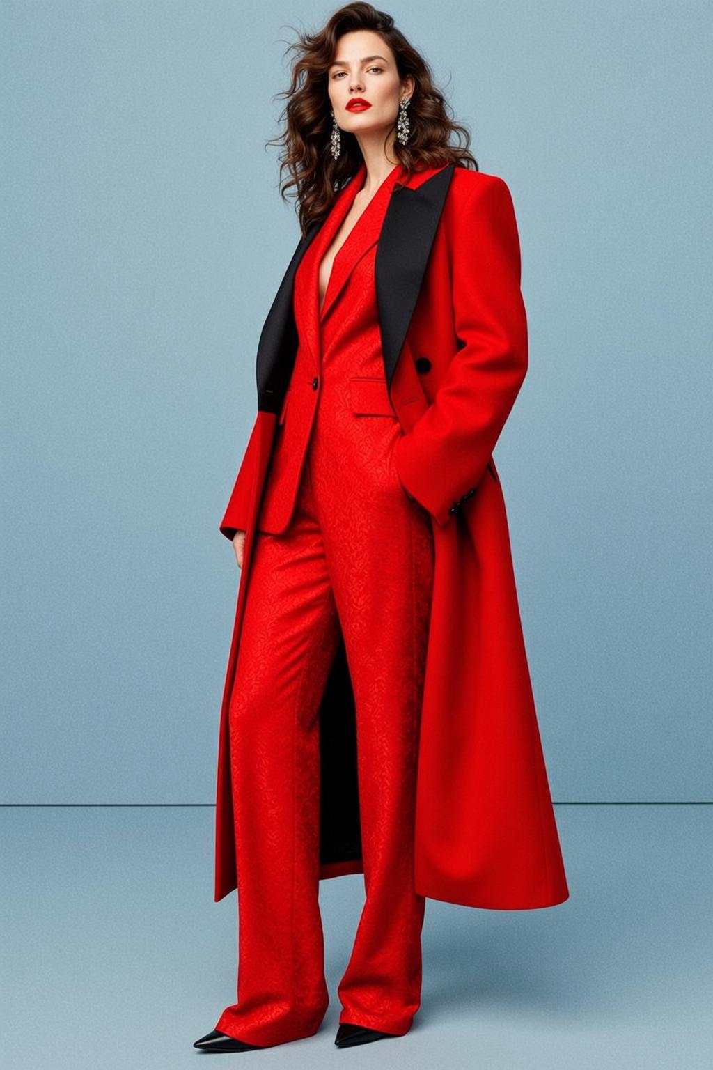 Red Patterned Suit Studio Fashion Shot reference photo