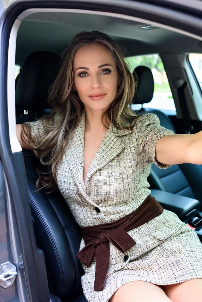 Tweed Blazer In Car Interior Natural Light reference photo