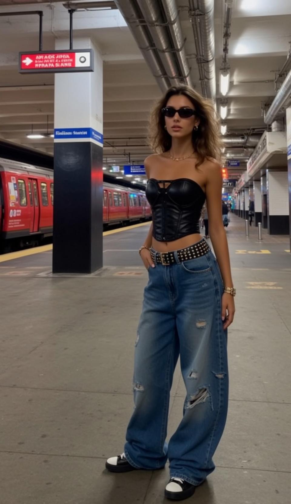 Black Leather Corset Subway Station reference photo