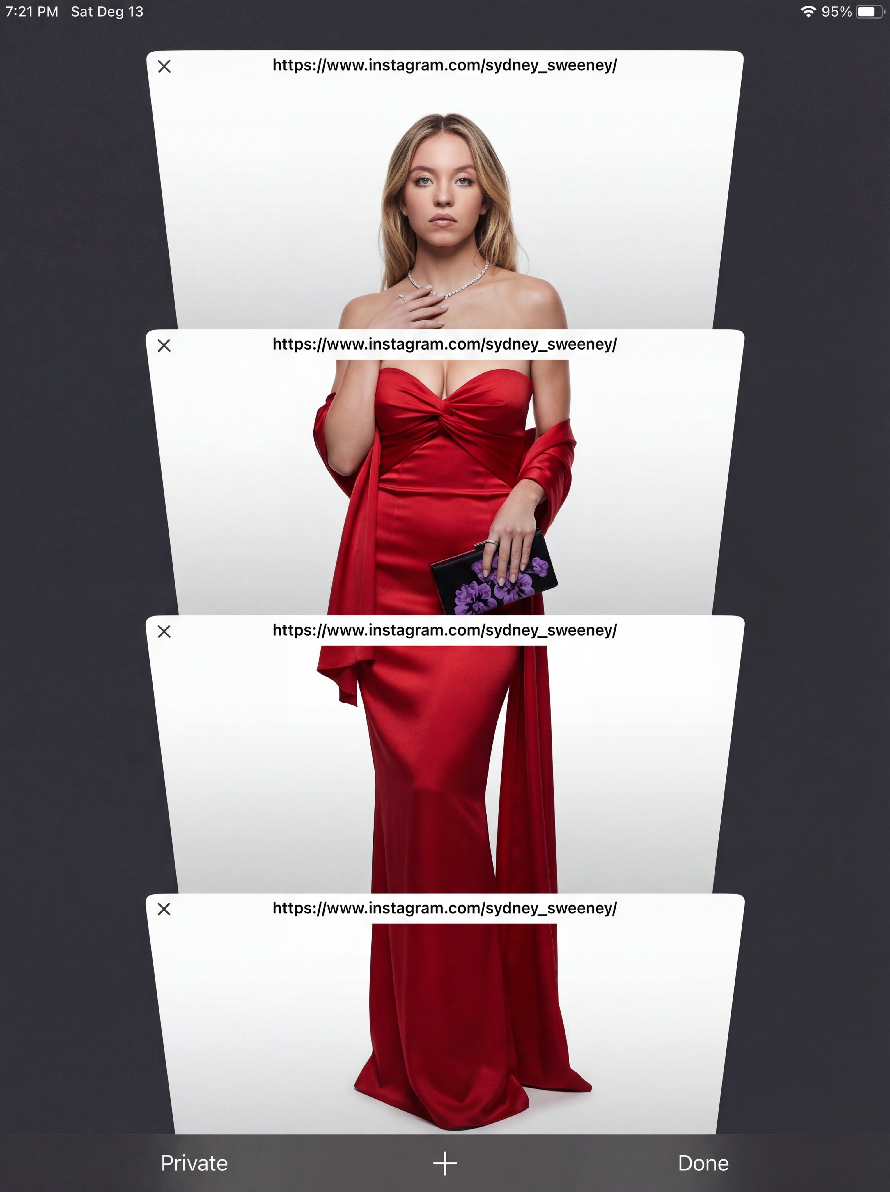 Crimson Satin Gown Studio Portrait Low Angle
