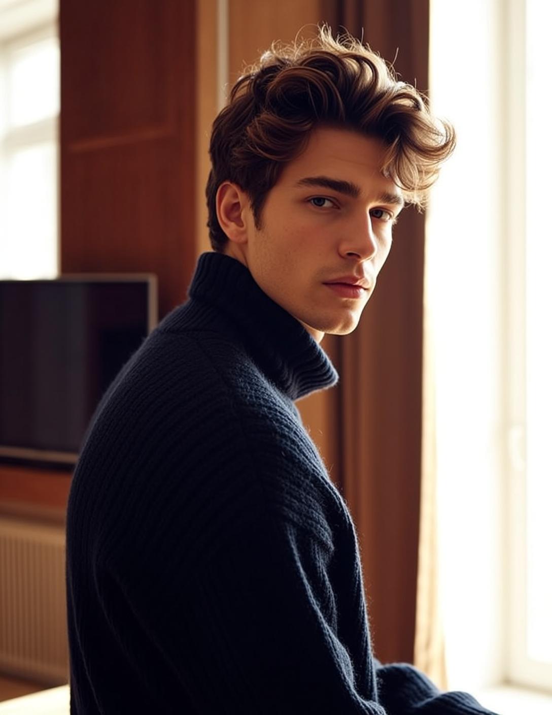 Turtleneck Shoulder Turn Portrait reference photo