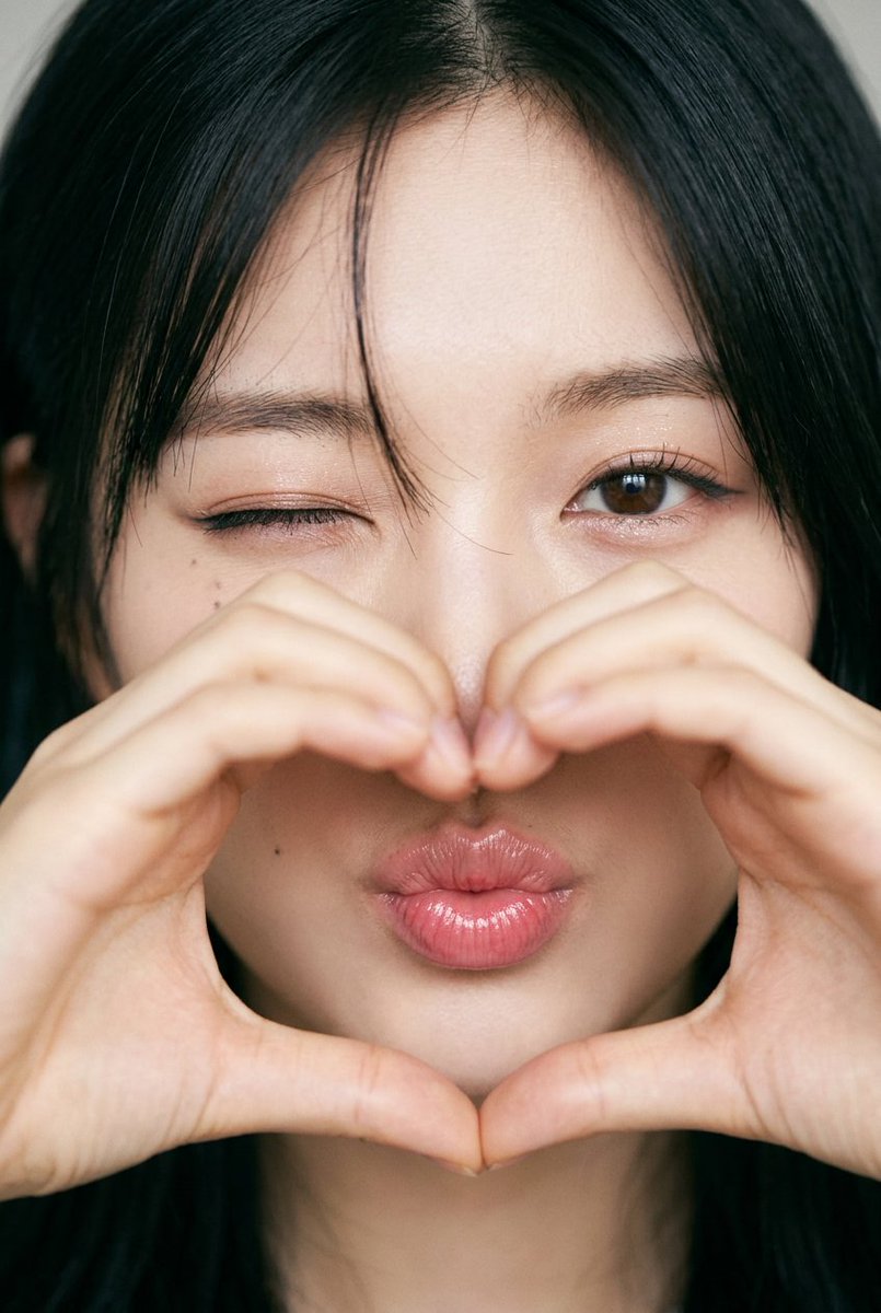 Woman Heart Hands Wink